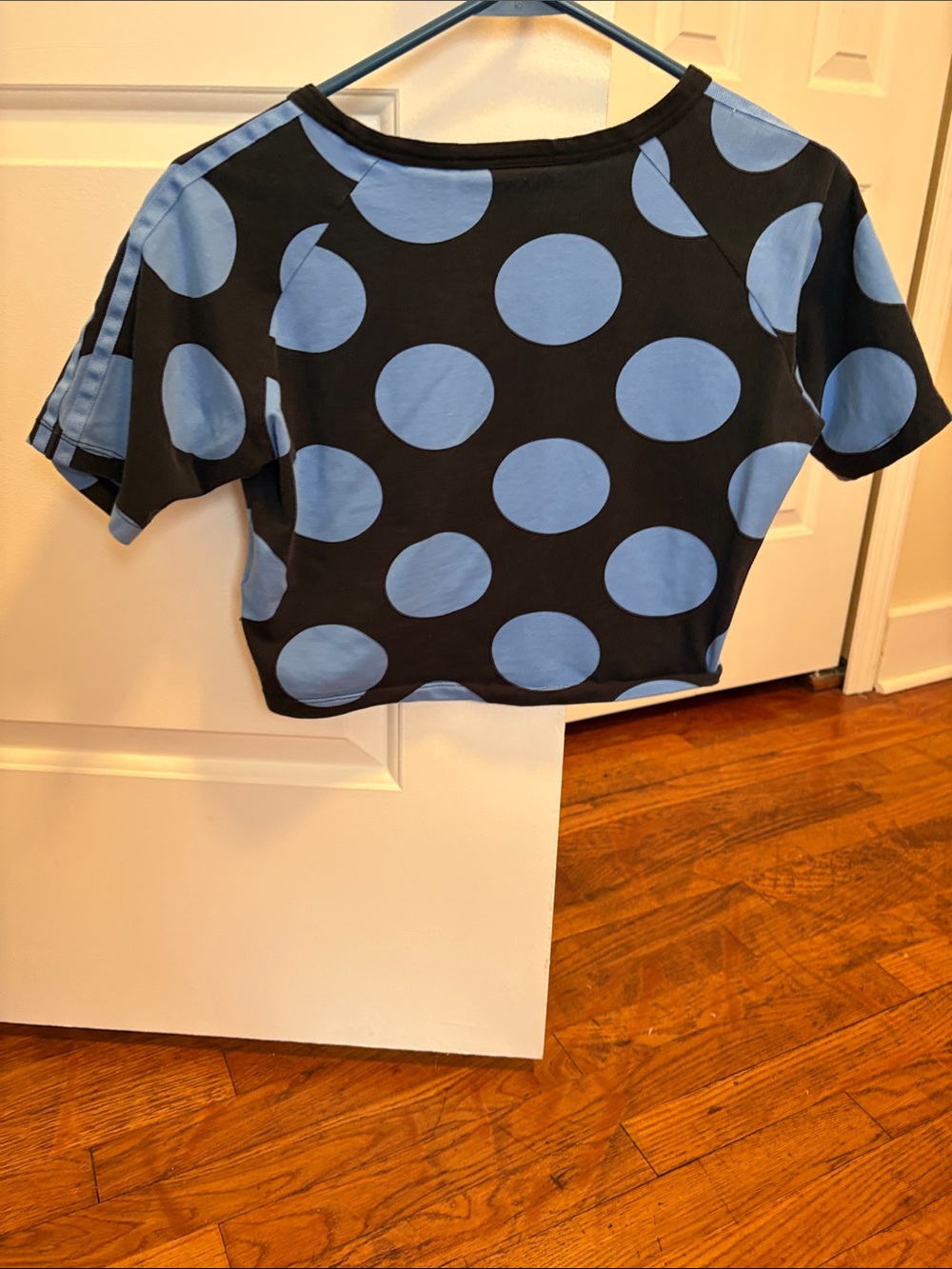 adidas Black & Light Blue Polka Dot Cropped Tee - Picture 4 of 4
